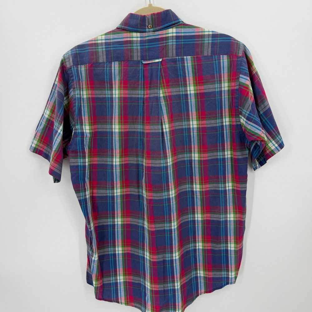 GANT Indigo Plaid Shirt Mens Large Short Sleeve Button Front Pink Blue Cotton - Picture 6 of 9